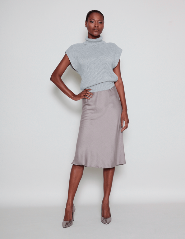 Saia midi evasê cetim