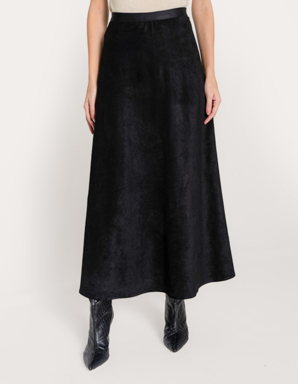 Saia midi evase suede