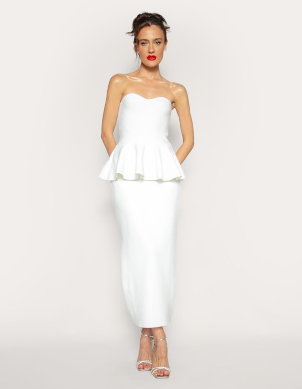 Saia Midi Helena Lápis Off white