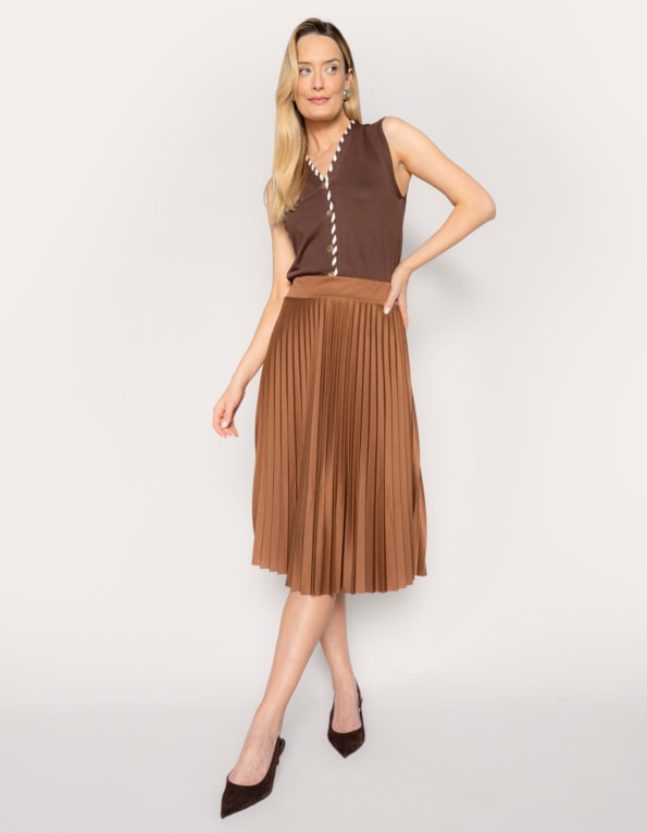 Saia midi plissada