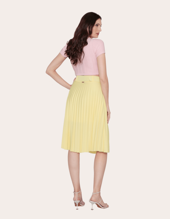 Saia midi plissada com cinto Amarelo