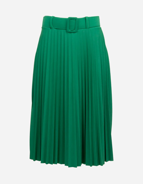 Saia midi plissada com cinto Verde carvalho