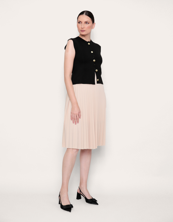 saia midi plissada nude rosé