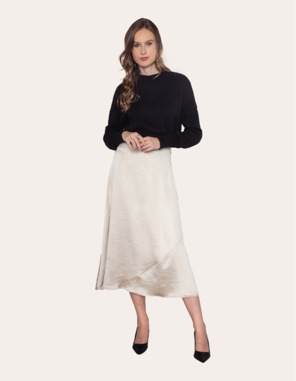 Saia midi satin twill