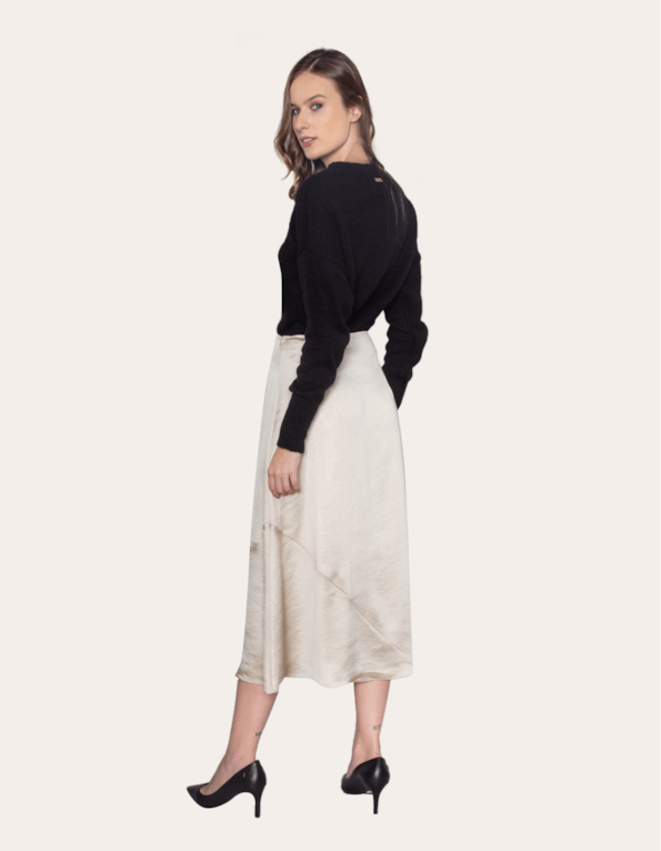 Saia midi satin twill Areia
