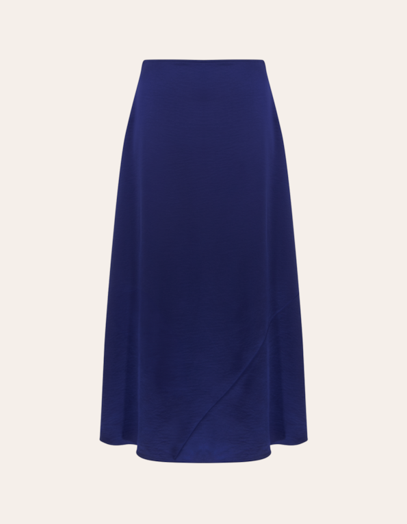 Saia midi satin twill Marinho
