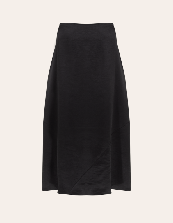 Saia midi satin twill Preto