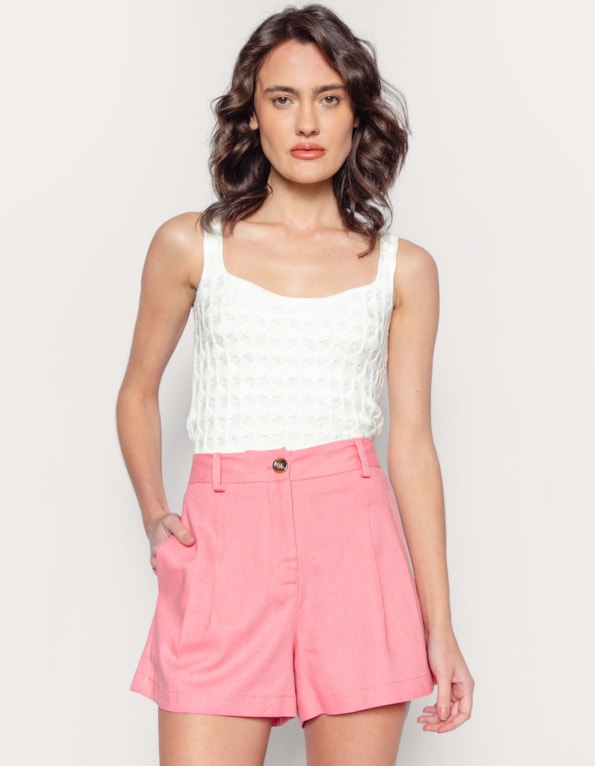 Short alfaiataria linho blend Rosa