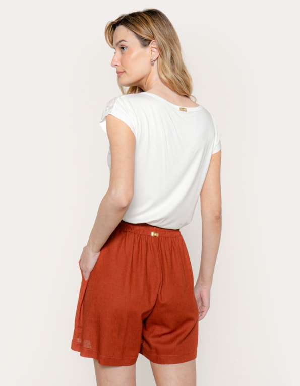 Short linho blend Marrom medio