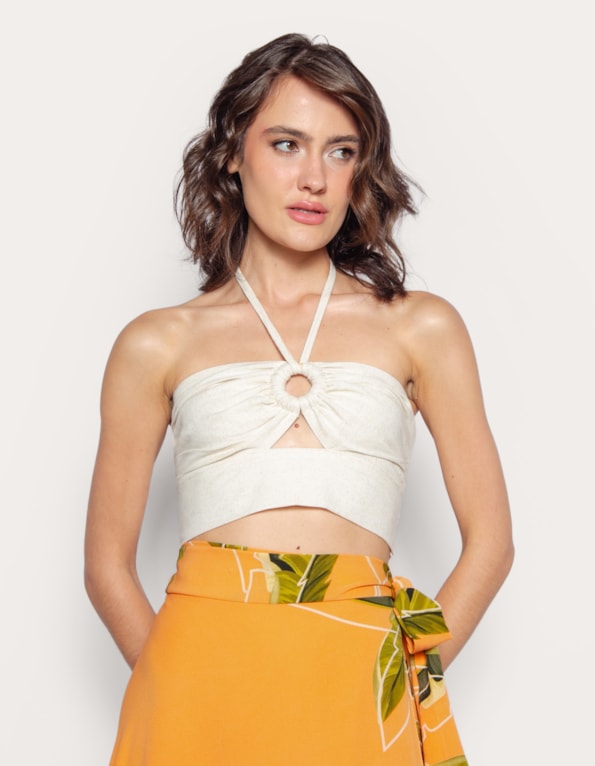 Top cropped decote cut