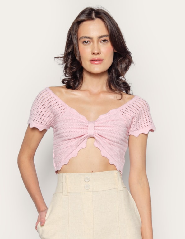 Top cropped tricot Rosa po