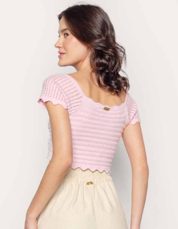 Top cropped tricot Rosa po