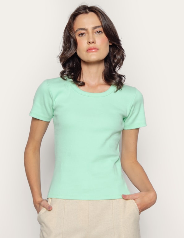 Tshirt manga curta lisa Mint