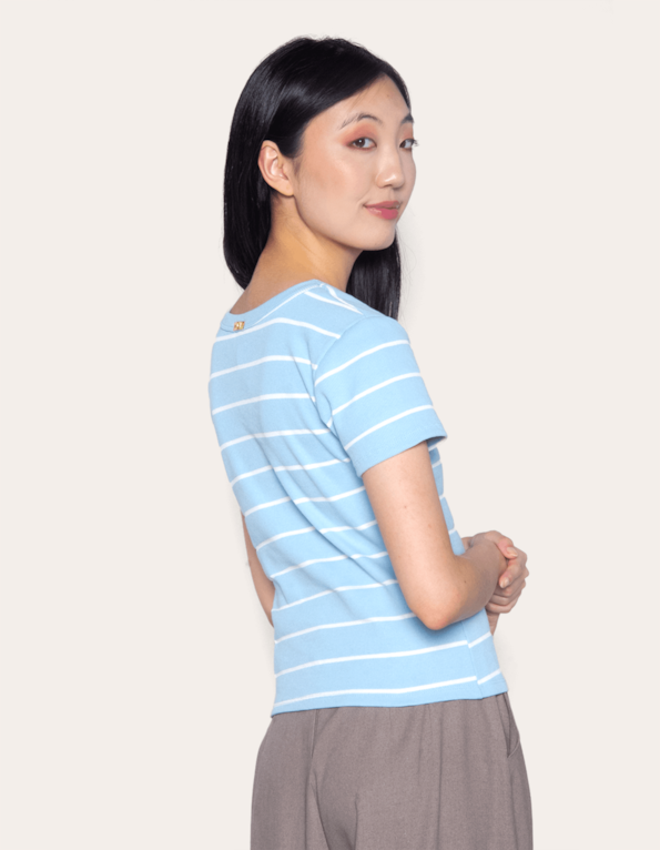 Tshirt manga curta listrada Baby blue