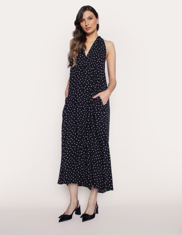 Vestido amplo poá Preto