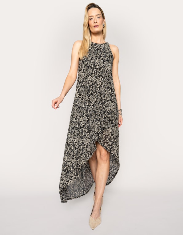 Vestido barra assimetrica