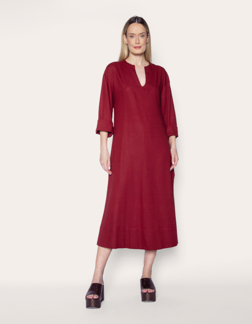 Vestido chemise longo vinho minimal