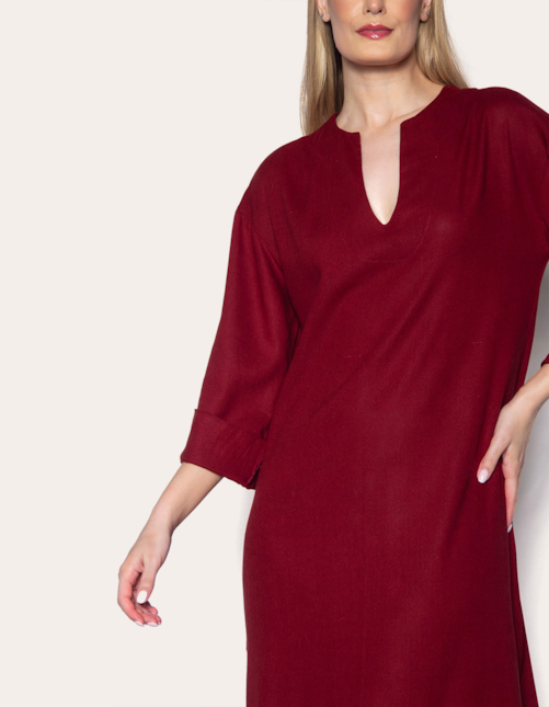 Vestido chemise longo vinho minimal