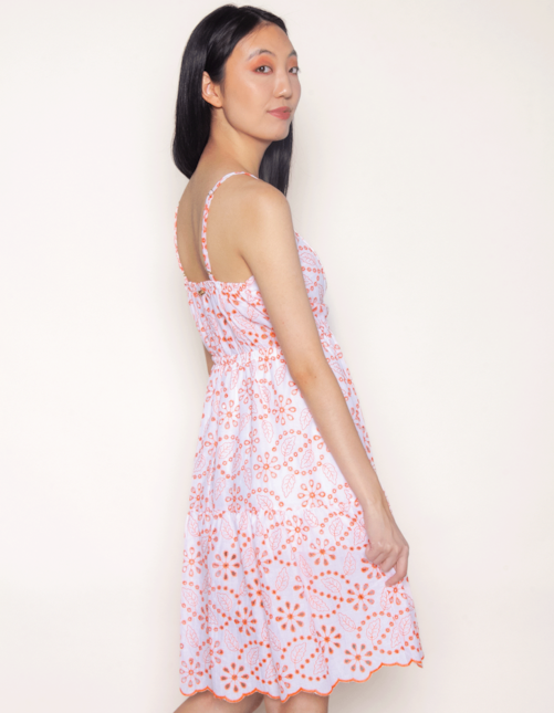 Vestido curto alcinha laise color Fl/corr laranja
