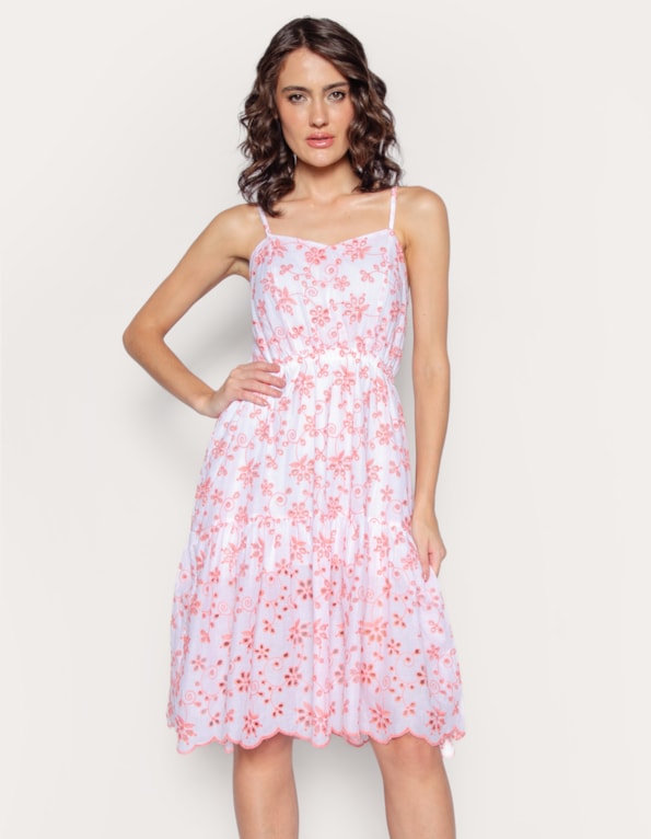 Vestido curto alcinha laise color Mini fl coral