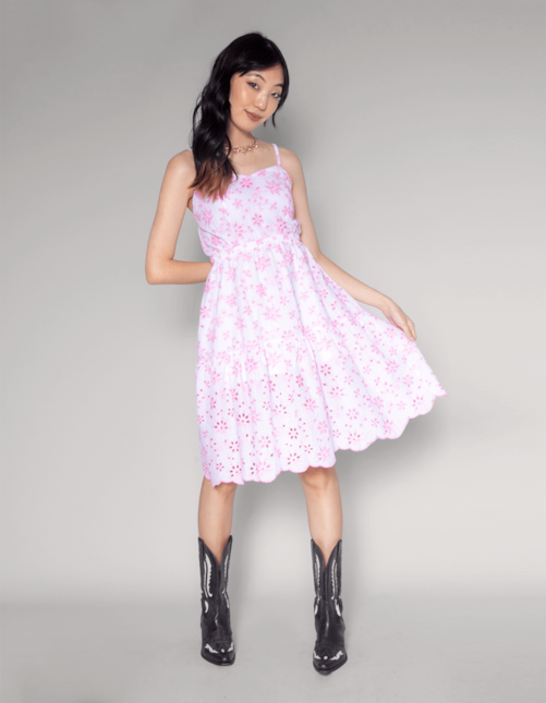 Vestido curto alcinha laise color Mini fl rosa