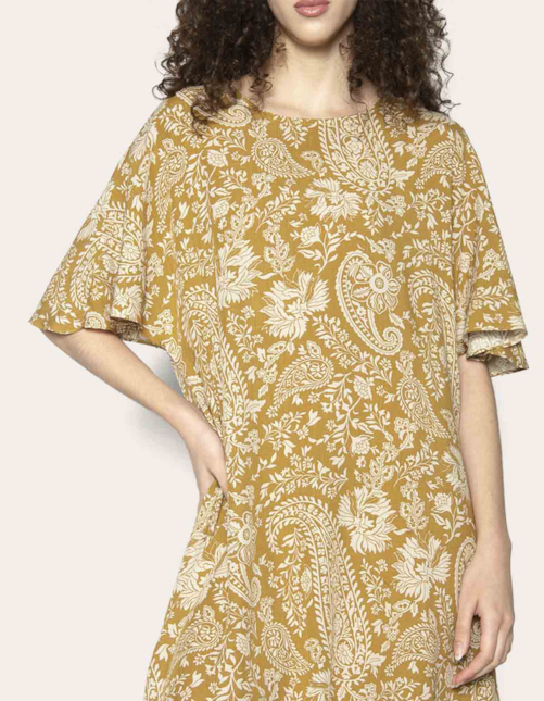 Vestido curto amplo Floral curry