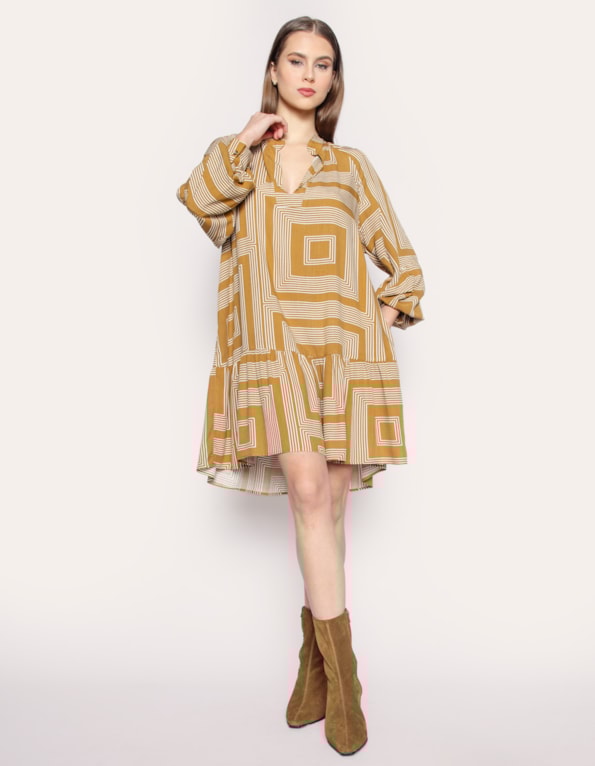 Vestido curto amplo Geo curry