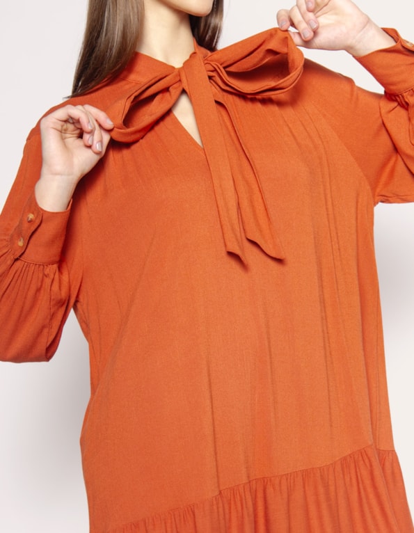 Vestido curto amplo laço Avela