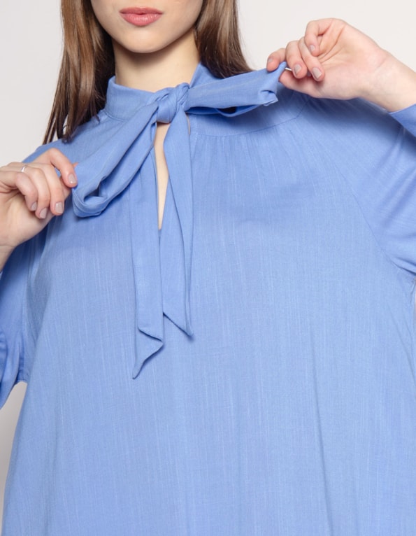 Vestido curto amplo laço Az ceruleo