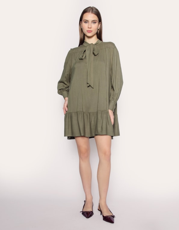 Vestido curto amplo laço Oliva