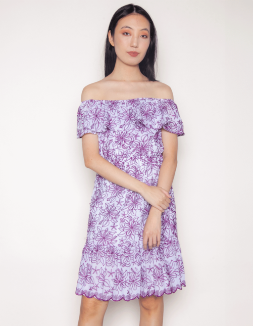 Vestido curto ciganinha laise color Floral fucsia