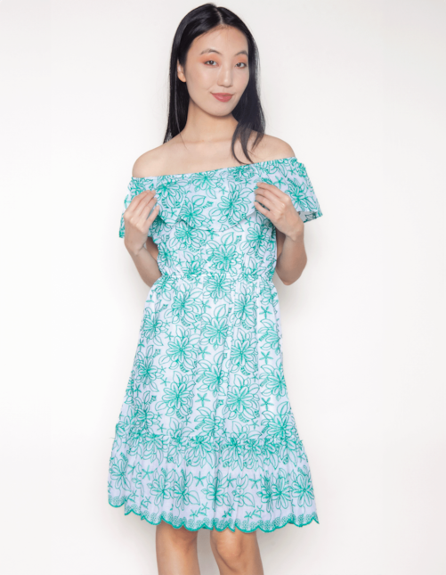 Vestido curto ciganinha laise color Floral verde