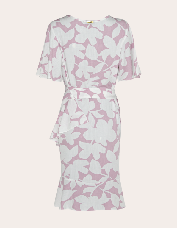 Vestido curto transpassado estampado Flores rosa