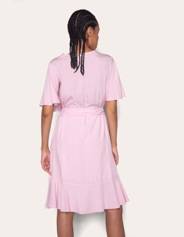 Vestido curto transpassado estampado Listra rosa po