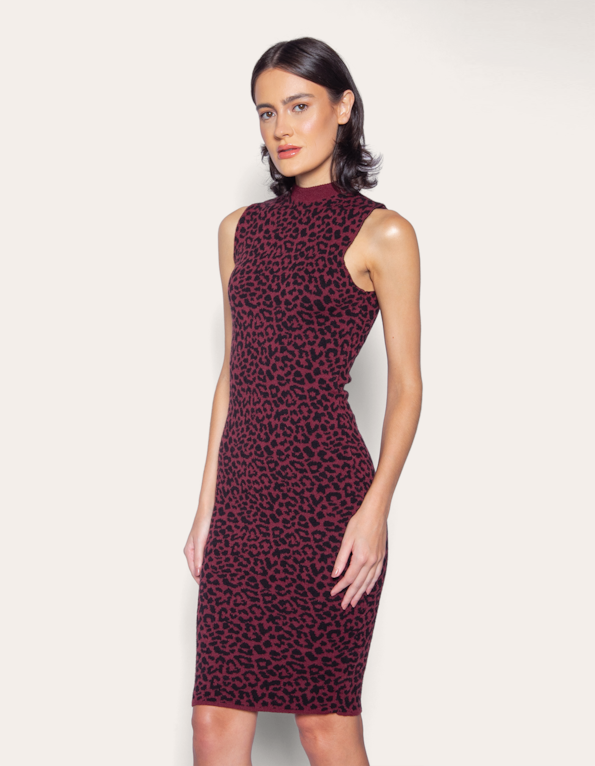 Vestido curto tricot estampado