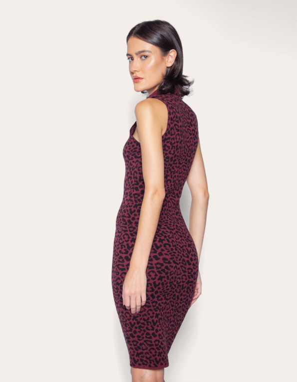 Vestido curto tricot estampado