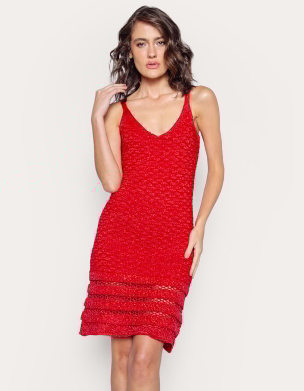 Vestido curto tricot lurex