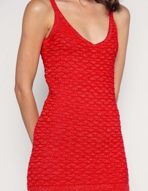 Vestido curto tricot lurex