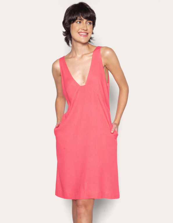 Vestido curto tubinho linho