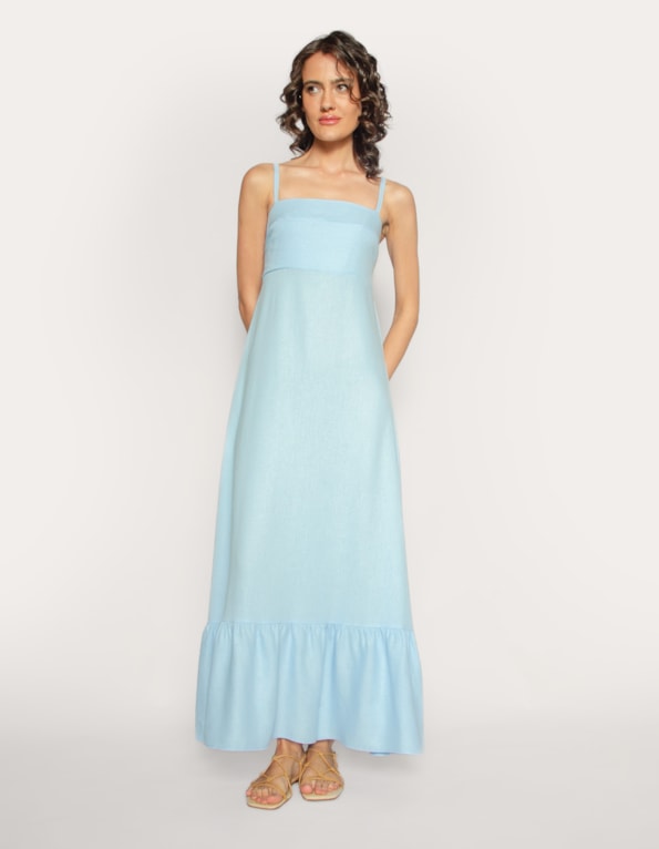 Vestido Évora em Linho Blend Azul claro