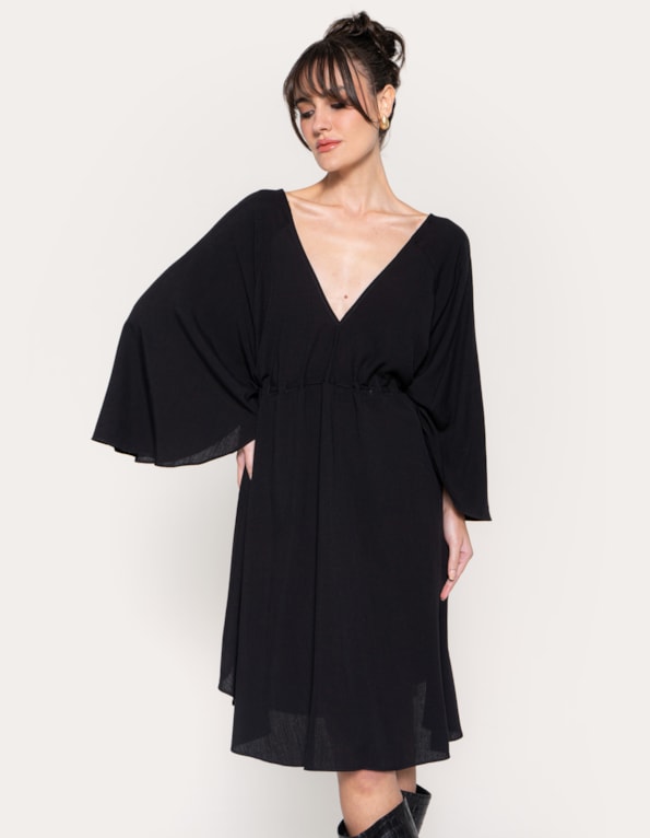 Vestido kaftan manga borboleta
