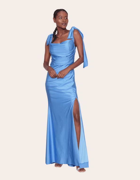 Vestido longo alça laço