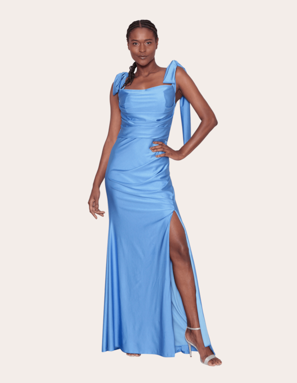 Vestido longo alça laço