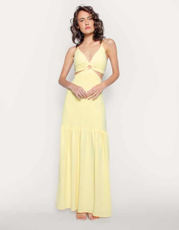 Vestido longo alcinha Amarelo claro