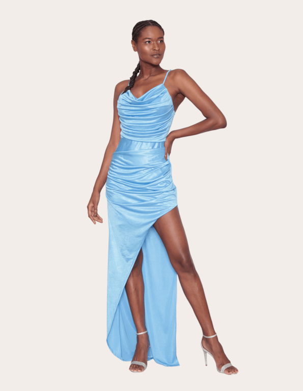 Vestido longo alcinha drapeado
