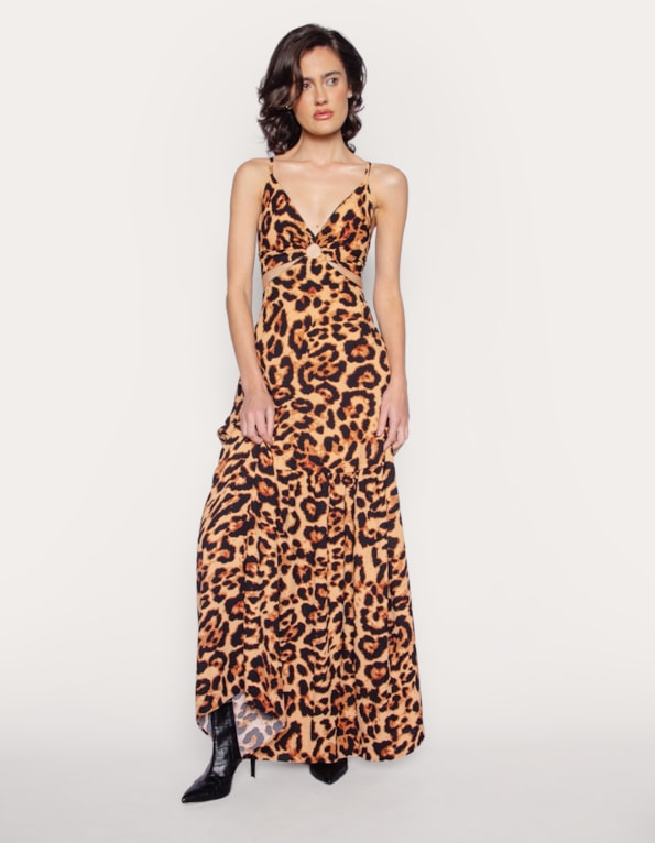 Vestido longo alcinha estampado