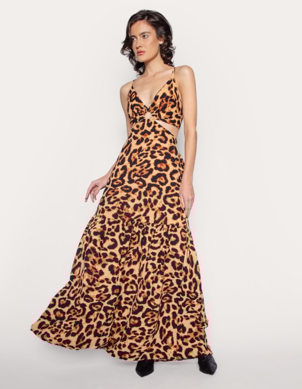 Vestido longo alcinha estampado