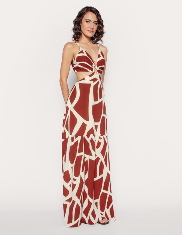 Vestido longo alcinha estampado