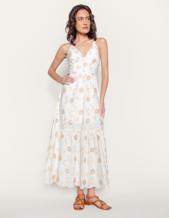 Vestido longo alcinha laise Branco