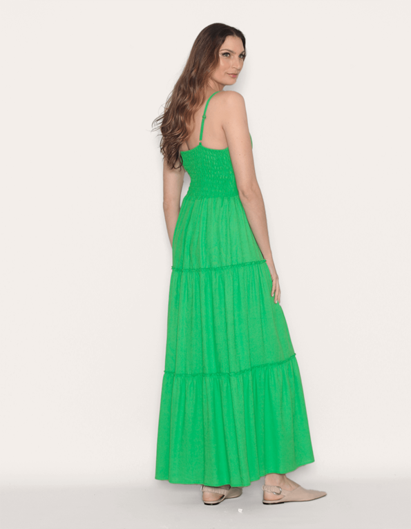Vestido longo alcinha linho Verde